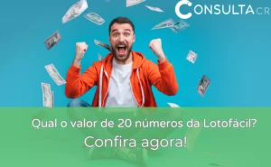 qual o valor de 20 números da lotofácil